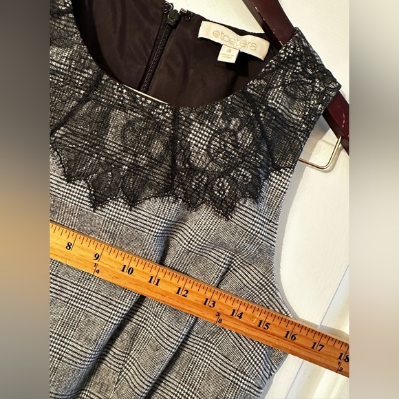 ETCETERA Gray Black Lace Wool Tweed LOOK Soft Sheath Sleeveless CLEAN Midi Sz 4 - Picture 7 of 13